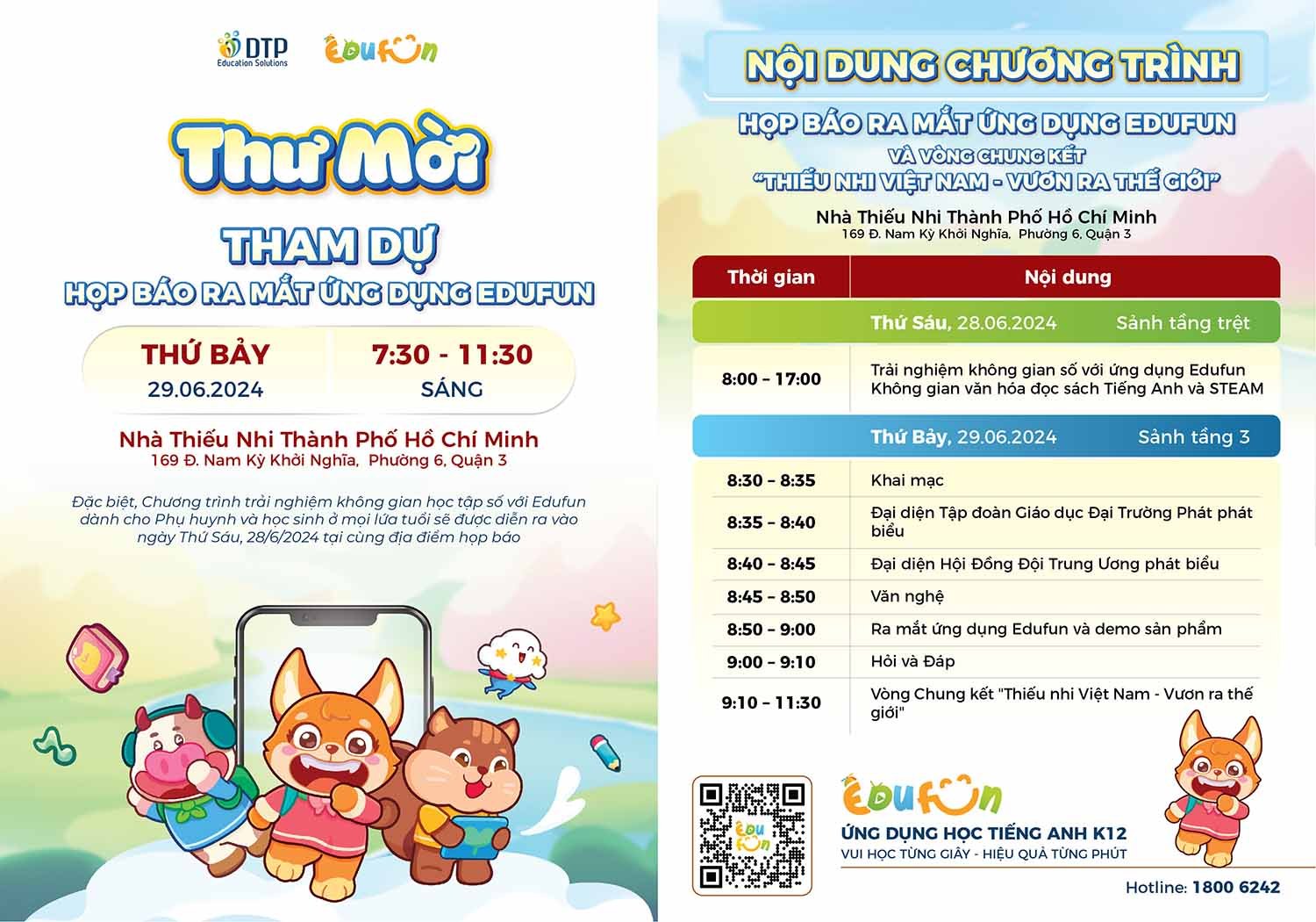 Thư mời Sự kiện ra mắt Edufun - Ứng dụng học Tiếng Anh K12